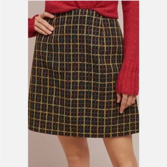 Anthropologie HUTCH Windowpane Plaid Mini Skirt A-Line Size XL - Picture 2 of 6